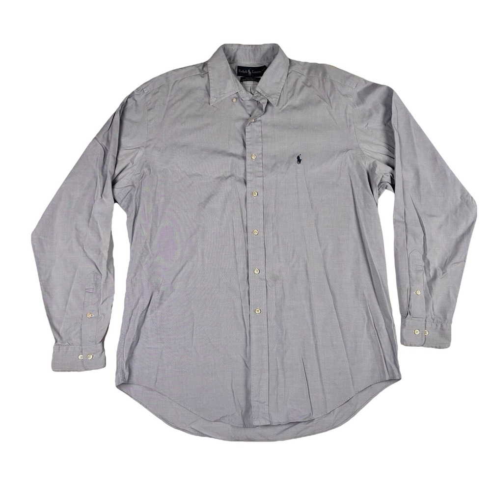 Ralph Lauren Yarmouth Pinpoint Oxford Shirt Mens 16.5 36/37 Blue Long Sleeve